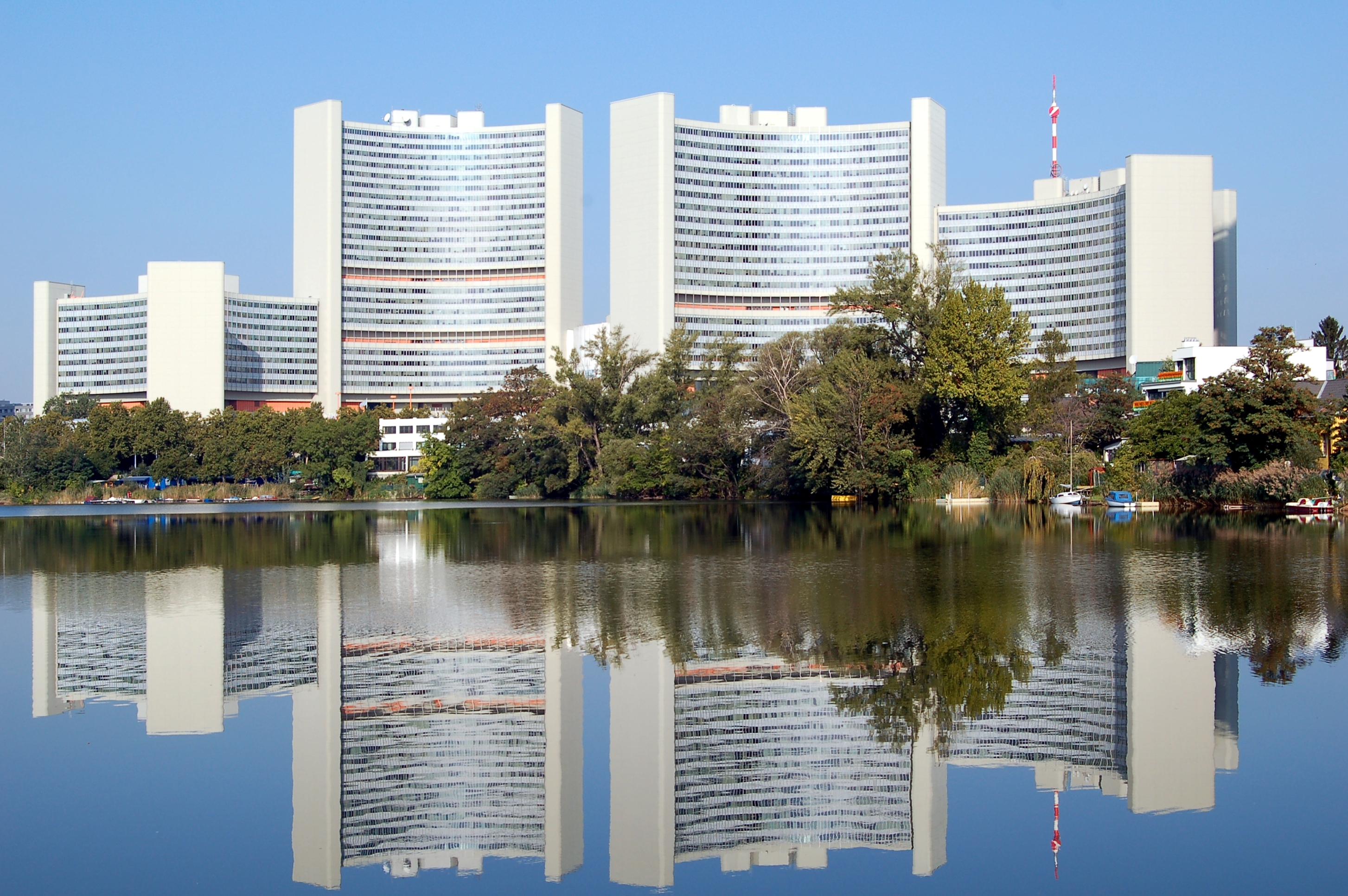 View of the Vienna International Centre from Kaiserwasser